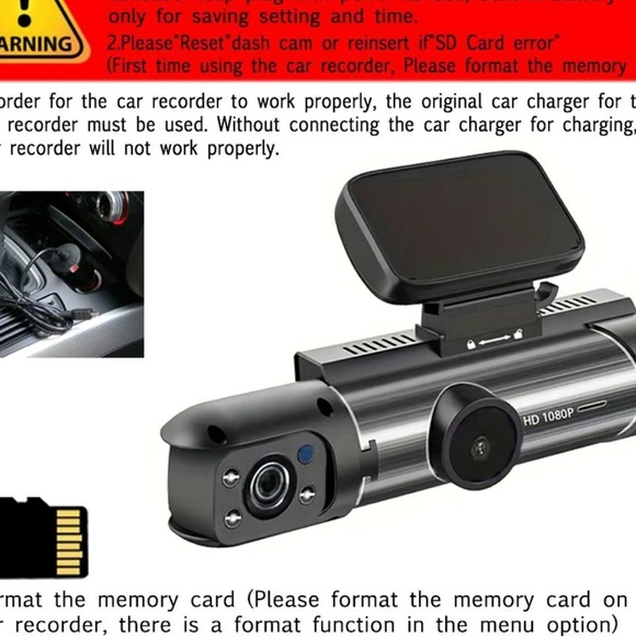 Dual Dash Cam Front And Inside 1080P camera for car - Picture 5 of 13